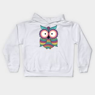 Geometric Pastel Rainbow Owl Kids Hoodie